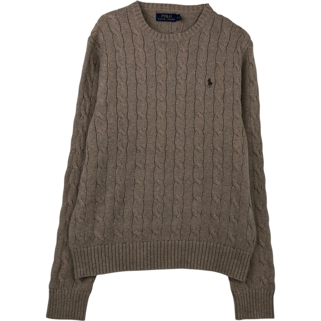 Ralph Lauren POLO RALPH LAUREN Cable knit cotton sweater Men's M size cotton beige type brown Vintage Second Hand