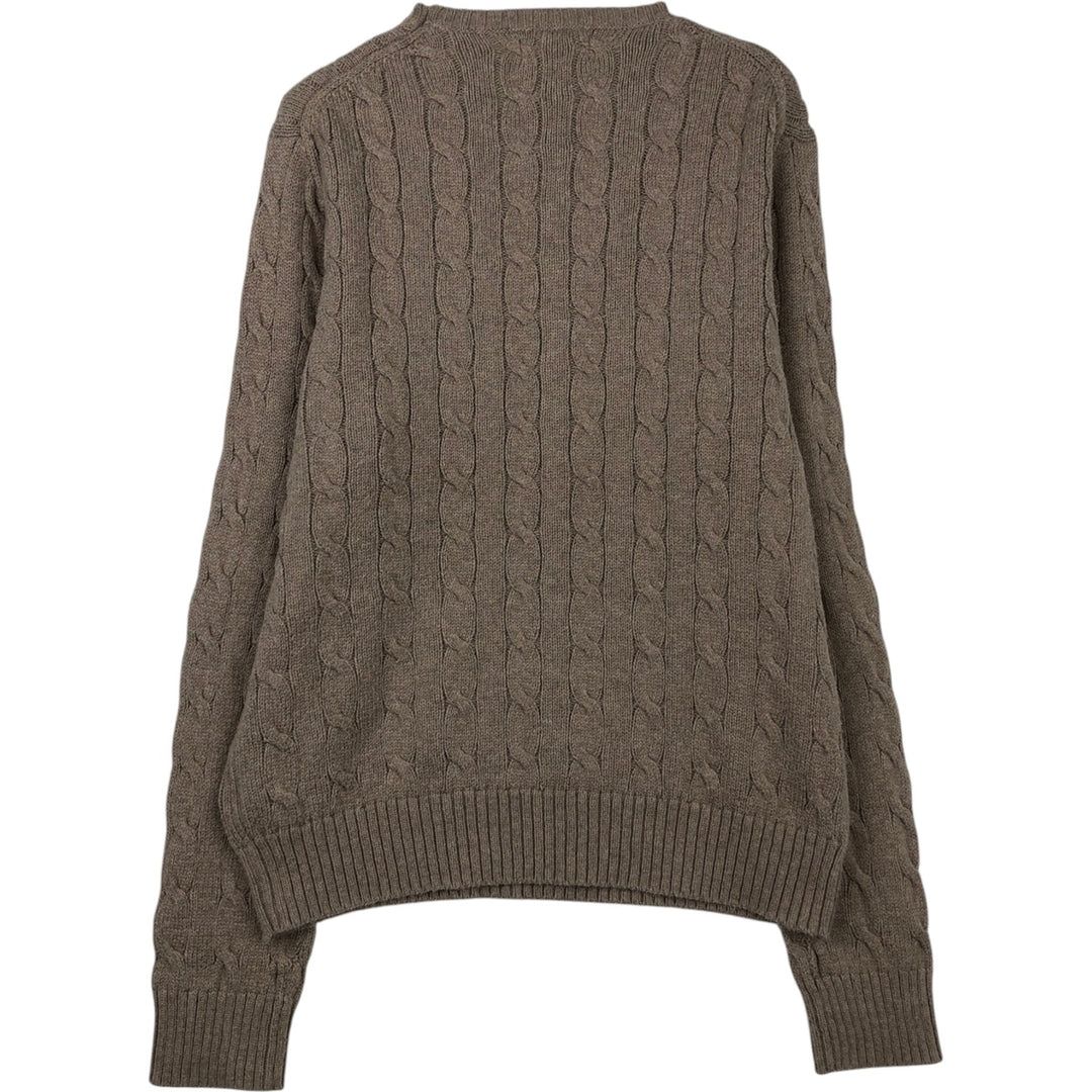 Ralph Lauren POLO RALPH LAUREN Cable knit cotton sweater Men's M size cotton beige type brown Vintage Second Hand