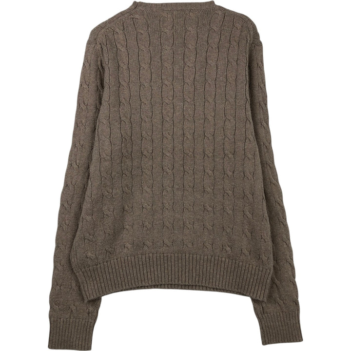 Ralph Lauren POLO RALPH LAUREN Cable knit cotton sweater Men's M size cotton beige type brown Vintage Second Hand