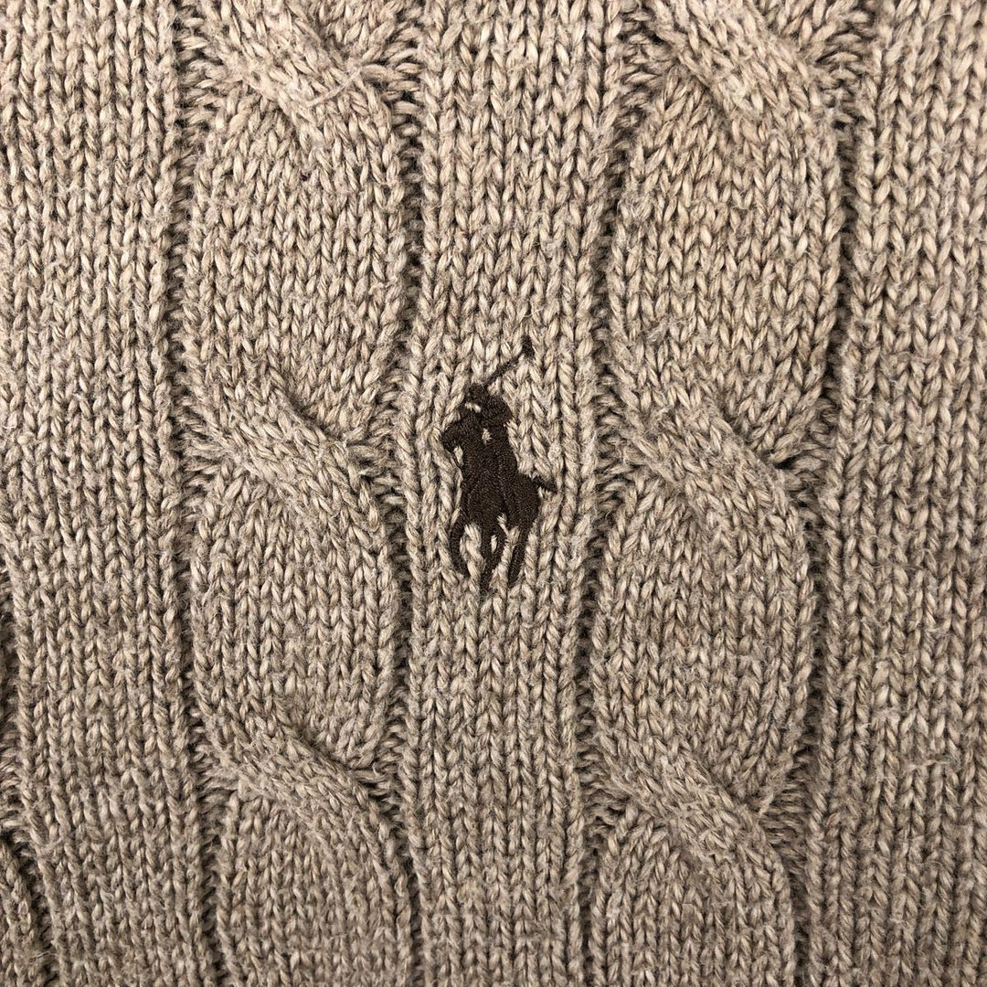 Ralph Lauren POLO RALPH LAUREN Cable knit cotton sweater Men's M size cotton beige type brown Vintage Second Hand