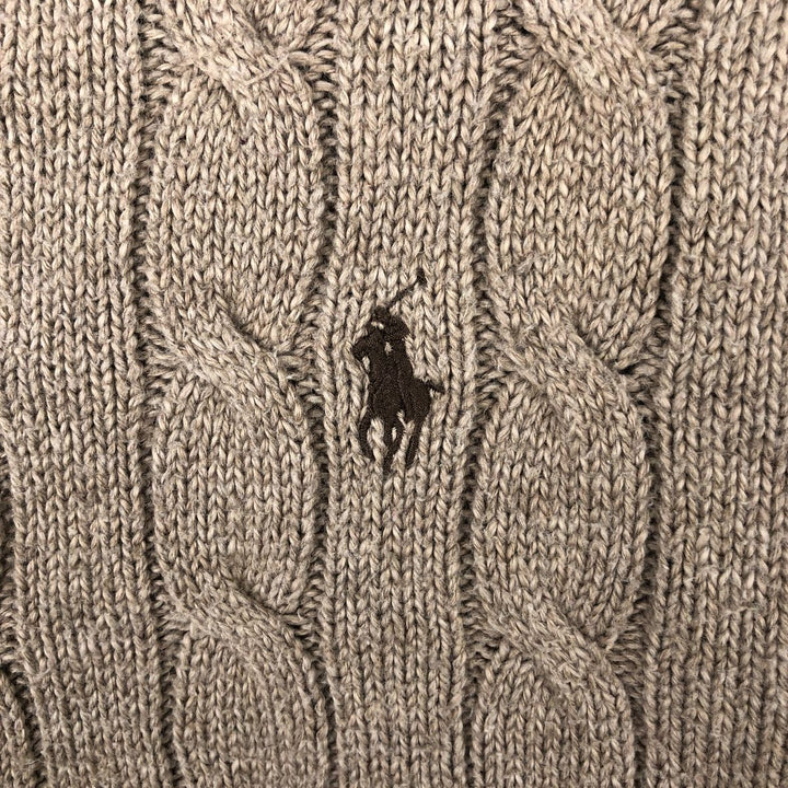 Ralph Lauren POLO RALPH LAUREN Cable knit cotton sweater Men's M size cotton beige type brown Vintage Second Hand
