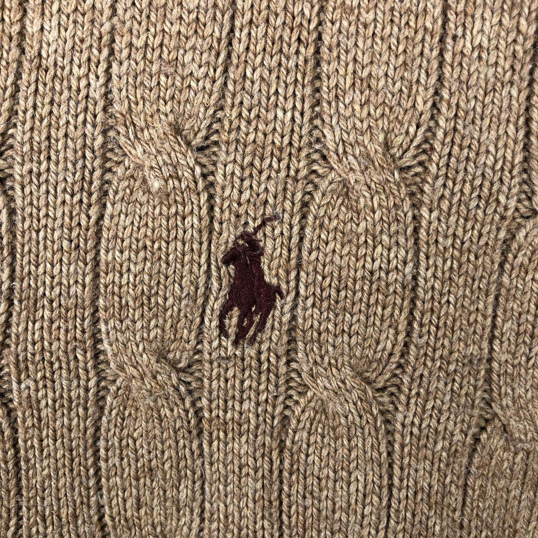 Ralph Lauren POLO RALPH LAUREN cable knit silk knit sweater, men's size L silk walnut Vintage Second Hand