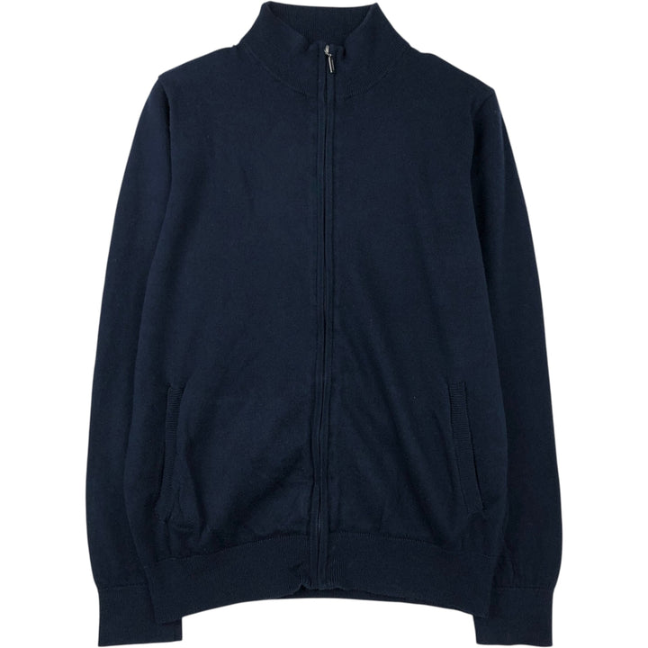 Vintage LL Bean Cashmere Blend Cotton Knit Full-Zip Sweater from the 90s-00s, Men's Size Medium cotton navy blue type Vintage Second Hand