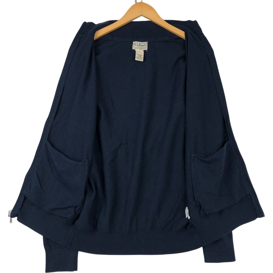 Vintage LL Bean Cashmere Blend Cotton Knit Full-Zip Sweater from the 90s-00s, Men's Size Medium cotton navy blue type Vintage Second Hand