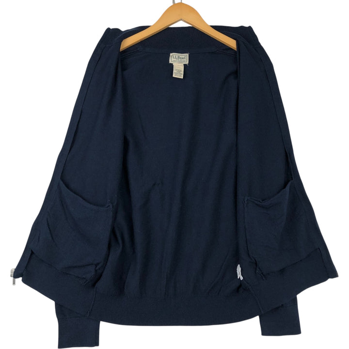 Vintage LL Bean Cashmere Blend Cotton Knit Full-Zip Sweater from the 90s-00s, Men's Size Medium cotton navy blue type Vintage Second Hand