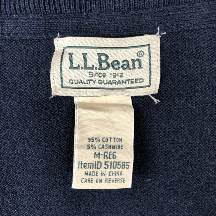 Vintage LL Bean Cashmere Blend Cotton Knit Full-Zip Sweater from the 90s-00s, Men's Size Medium cotton navy blue type Vintage Second Hand