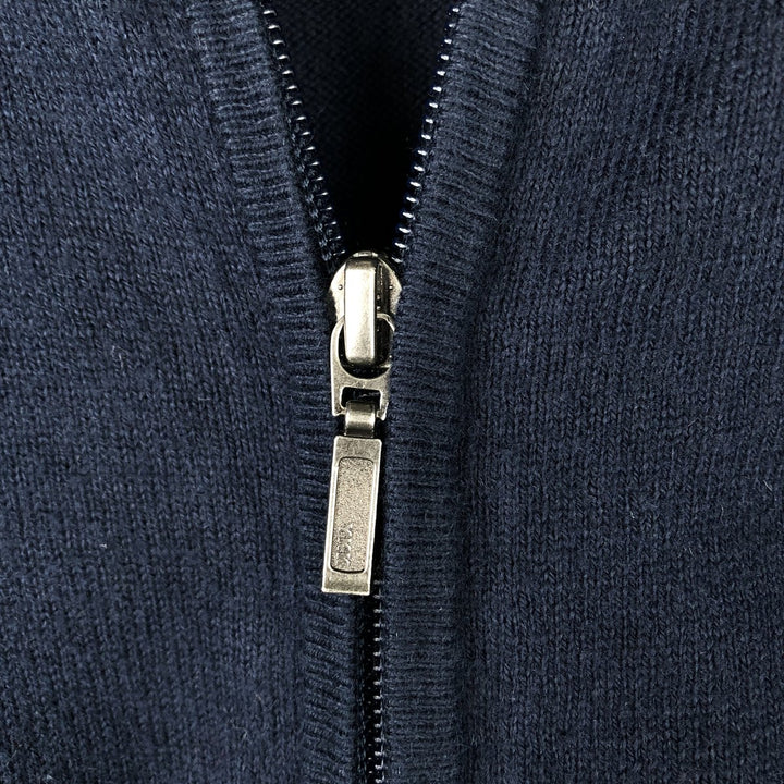Vintage LL Bean Cashmere Blend Cotton Knit Full-Zip Sweater from the 90s-00s, Men's Size Medium cotton navy blue type Vintage Second Hand