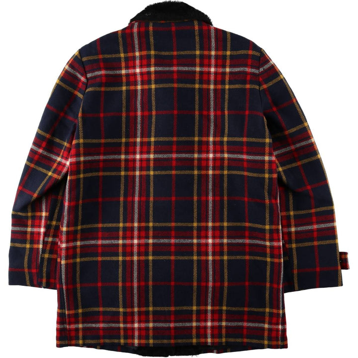 Vintage 1960'S Pendleton Check Pattern Wool Half Coat, Men's Size L wool navy blue type Vintage Second Hand