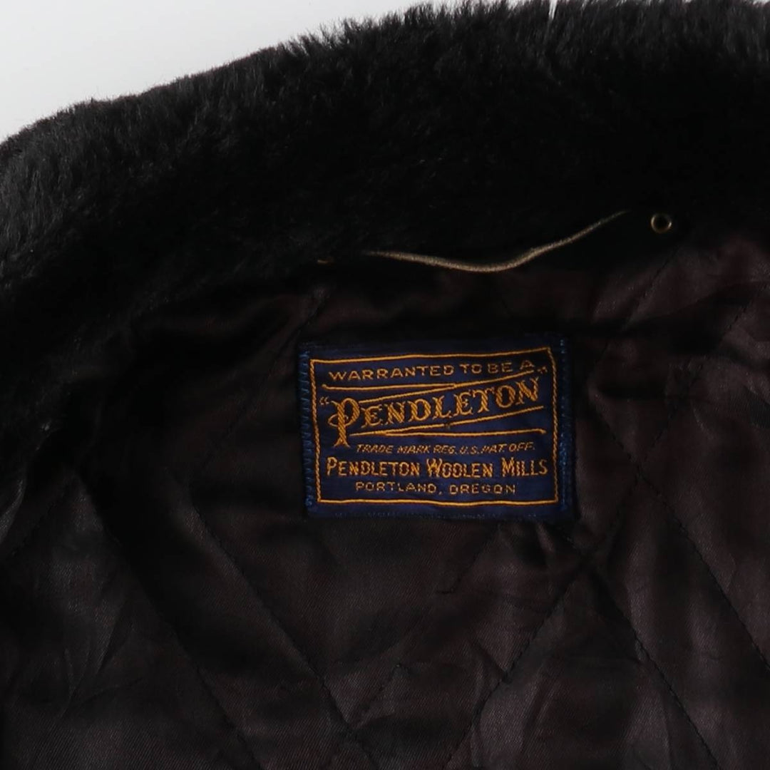 Vintage 1960'S Pendleton Check Pattern Wool Half Coat, Men's Size L wool navy blue type Vintage Second Hand
