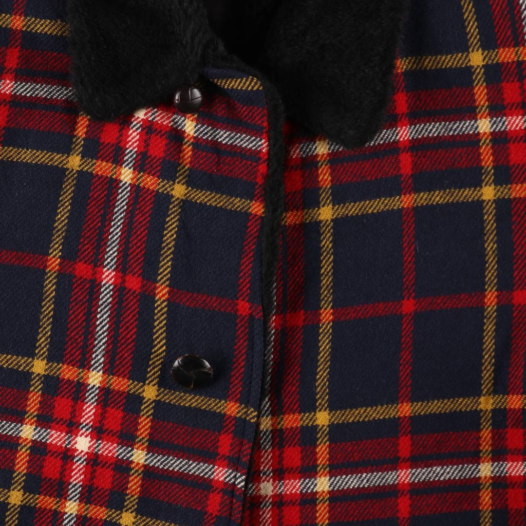 Vintage 1960'S Pendleton Check Pattern Wool Half Coat, Men's Size L wool navy blue type Vintage Second Hand