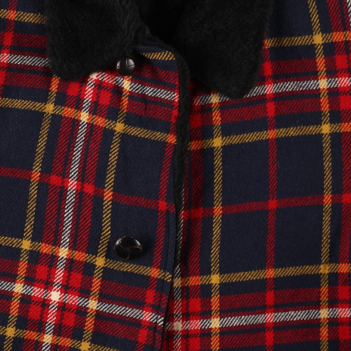 Vintage 1960'S Pendleton Check Pattern Wool Half Coat, Men's Size L wool navy blue type Vintage Second Hand
