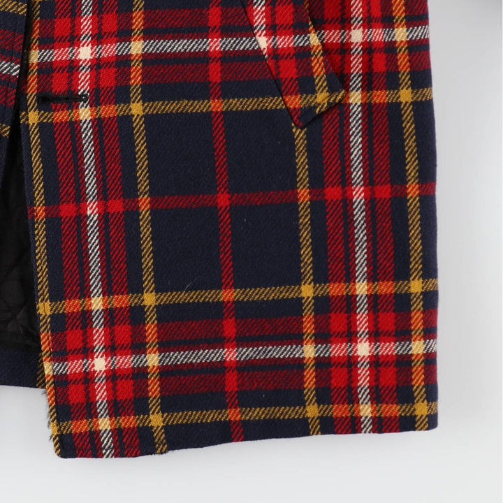 Vintage 1960'S Pendleton Check Pattern Wool Half Coat, Men's Size L wool navy blue type Vintage Second Hand