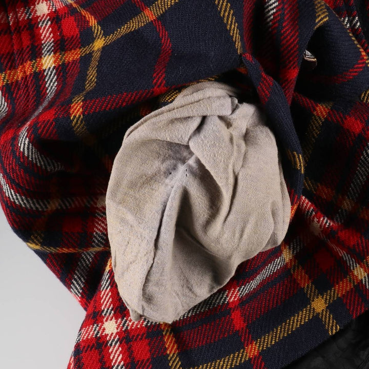 Vintage 1960'S Pendleton Check Pattern Wool Half Coat, Men's Size L wool navy blue type Vintage Second Hand