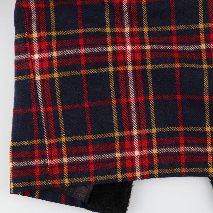 Vintage 1960'S Pendleton Check Pattern Wool Half Coat, Men's Size L wool navy blue type Vintage Second Hand