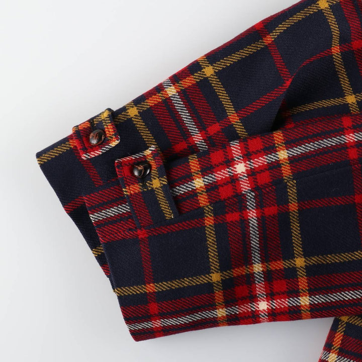 Vintage 1960'S Pendleton Check Pattern Wool Half Coat, Men's Size L wool navy blue type Vintage Second Hand