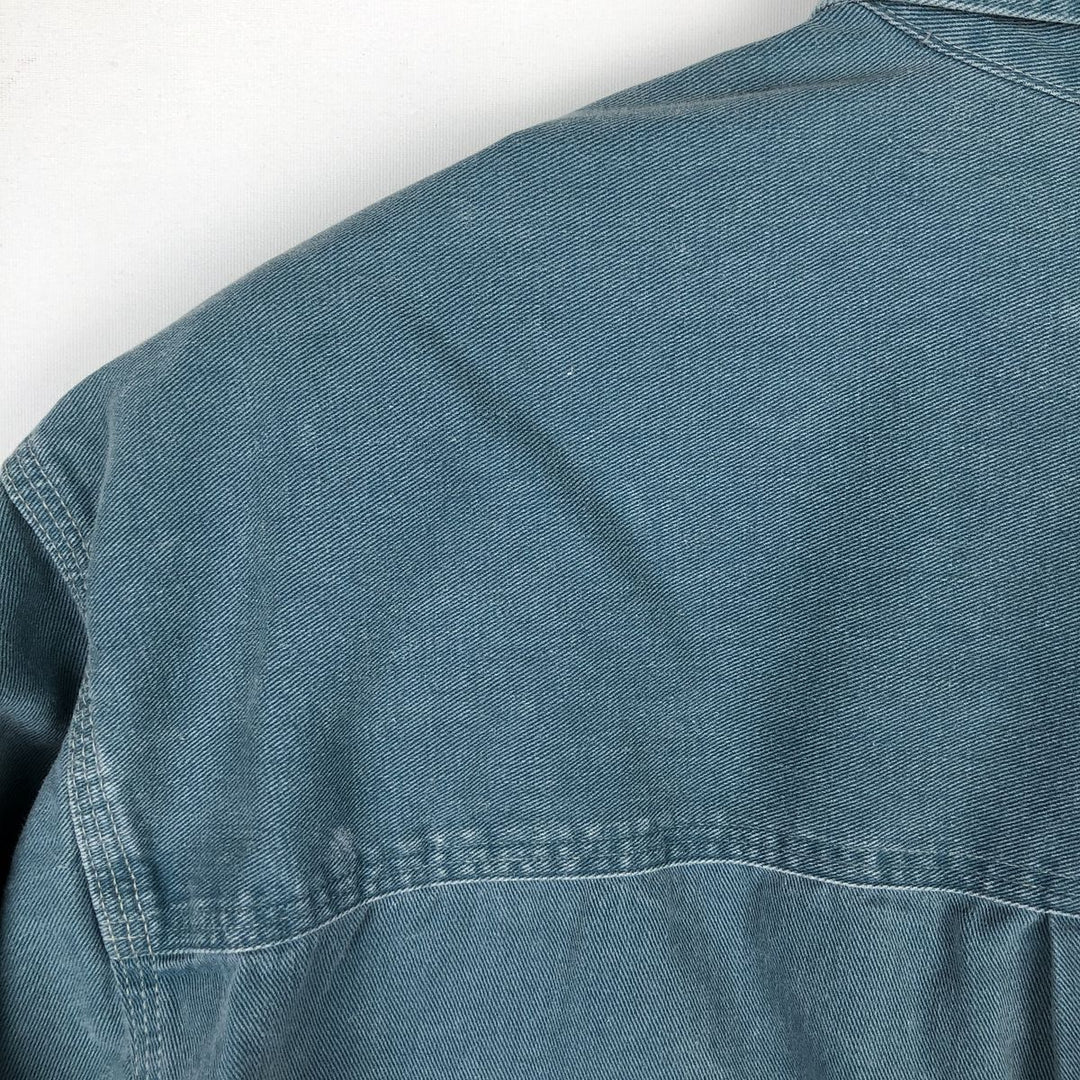 80s-90'S Eddie Bauer Black Tag Long-Sleeve Work Shirt, Made in USA, Men's Size L (Equivalent), Vintage cotton green type Vintage Second Hand