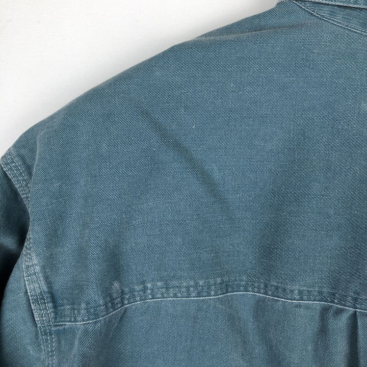 80s-90'S Eddie Bauer Black Tag Long-Sleeve Work Shirt, Made in USA, Men's Size L (Equivalent), Vintage cotton green type Vintage Second Hand