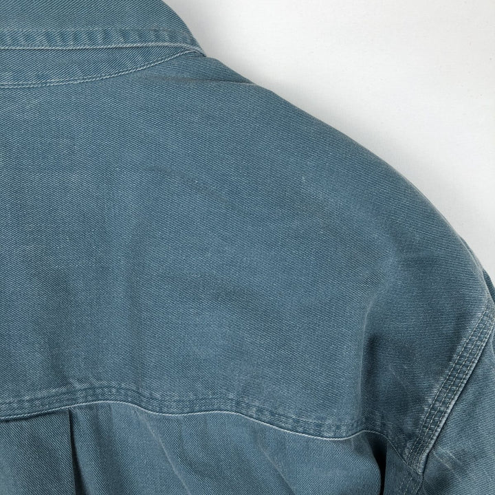 80s-90'S Eddie Bauer Black Tag Long-Sleeve Work Shirt, Made in USA, Men's Size L (Equivalent), Vintage cotton green type Vintage Second Hand