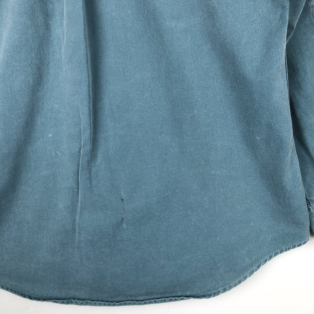 80s-90'S Eddie Bauer Black Tag Long-Sleeve Work Shirt, Made in USA, Men's Size L (Equivalent), Vintage cotton green type Vintage Second Hand