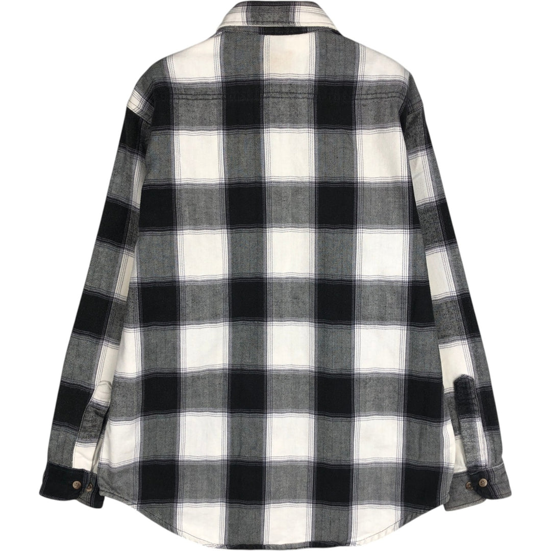 90s-00'S St. John's Bay Long-Sleeve Button-Down Flannel Check Shirt, Men's Size M (Equivalent), Vintage cotton pale white type Vintage Second Hand