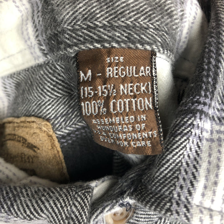 90s-00'S St. John's Bay Long-Sleeve Button-Down Flannel Check Shirt, Men's Size M (Equivalent), Vintage cotton pale white type Vintage Second Hand