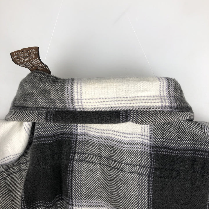 90s-00'S St. John's Bay Long-Sleeve Button-Down Flannel Check Shirt, Men's Size M (Equivalent), Vintage cotton pale white type Vintage Second Hand