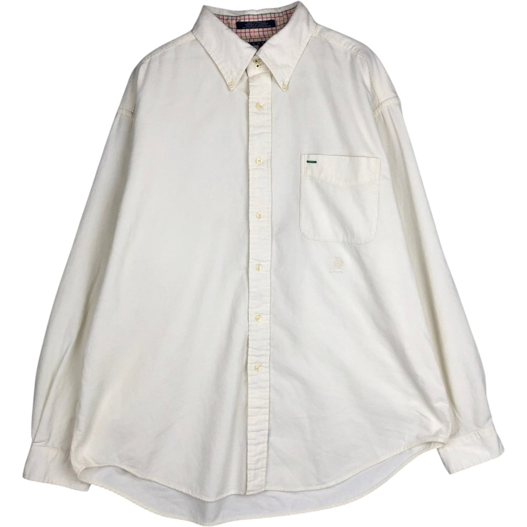 Tommy Hilfiger long-sleeved button-down corduroy shirt, men's size XL cotton white type Vintage Second Hand