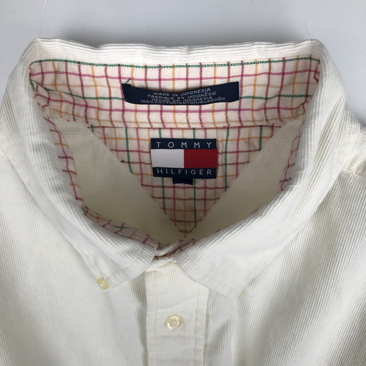 Tommy Hilfiger long-sleeved button-down corduroy shirt, men's size XL cotton white type Vintage Second Hand