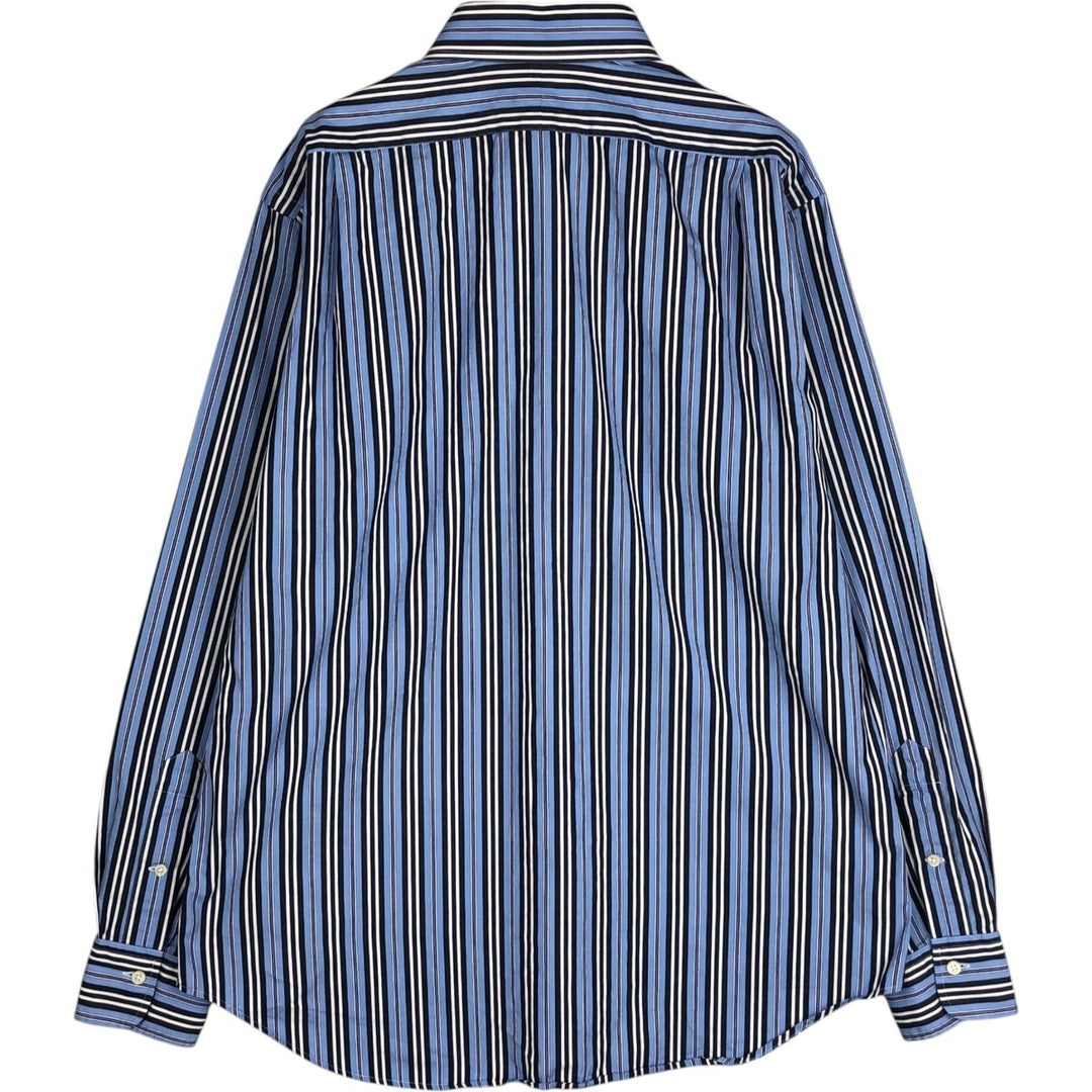Ralph Lauren POLO by Ralph Lauren REGENT CLASSIC FIT Wide Collar Long Sleeve Cotton Stripe Shirt, Men's Size L (approx.) cotton Blue type light blue Vintage Second Hand