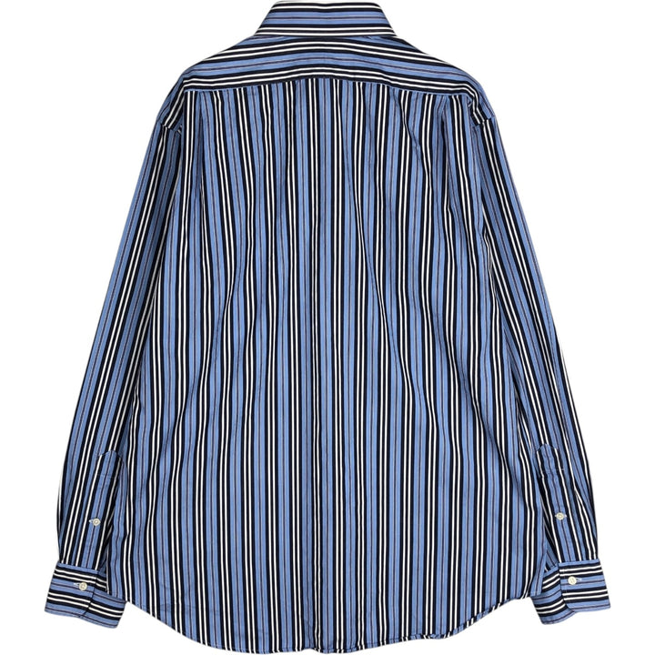 Ralph Lauren POLO by Ralph Lauren REGENT CLASSIC FIT Wide Collar Long Sleeve Cotton Stripe Shirt, Men's Size L (approx.) cotton Blue type light blue Vintage Second Hand