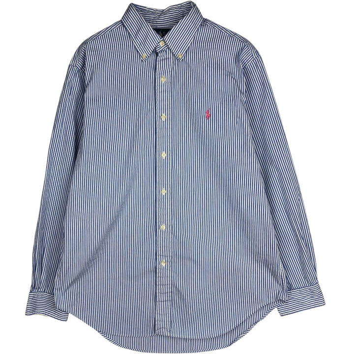 Ralph Lauren Classic Fit Long Sleeve Button Down Striped Shirt, Men's M cotton Blue type light blue Vintage Second Hand