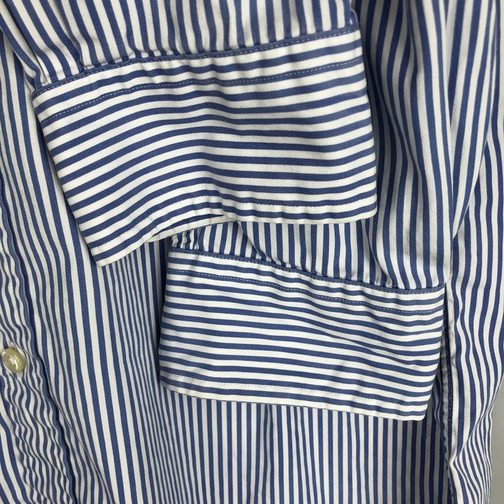 Ralph Lauren Classic Fit Long Sleeve Button Down Striped Shirt, Men's M cotton Blue type light blue Vintage Second Hand