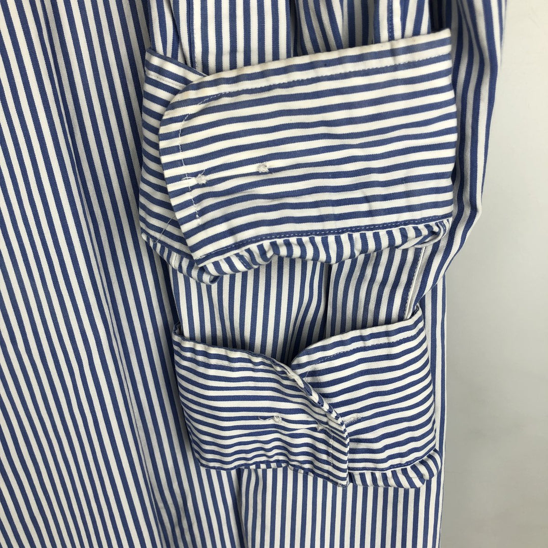 Ralph Lauren Classic Fit Long Sleeve Button Down Striped Shirt, Men's M cotton Blue type light blue Vintage Second Hand
