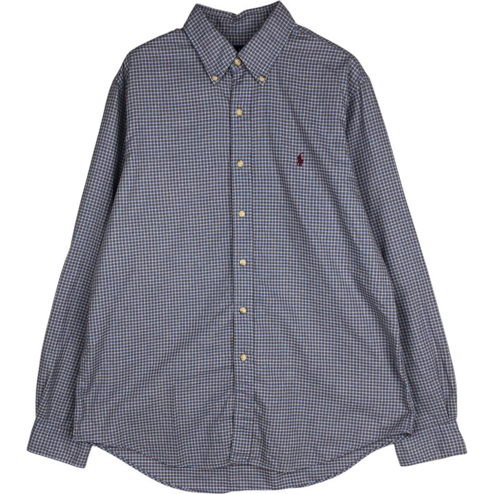 Ralph Lauren long sleeve button down check shirt, men's size L cotton Blue type light blue Vintage Second Hand