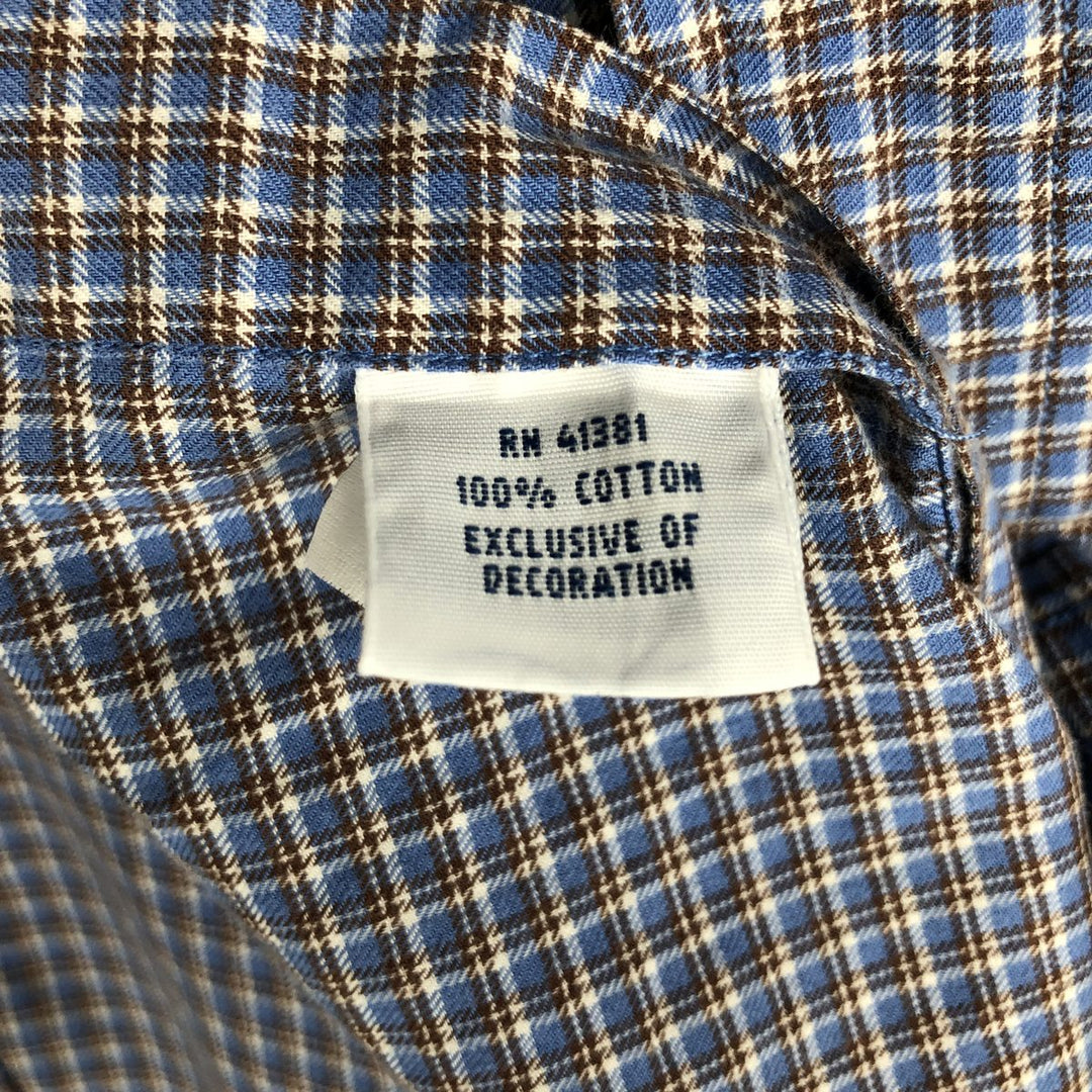 Ralph Lauren long sleeve button down check shirt, men's size L cotton Blue type light blue Vintage Second Hand