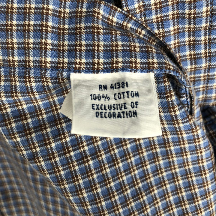 Ralph Lauren long sleeve button down check shirt, men's size L cotton Blue type light blue Vintage Second Hand