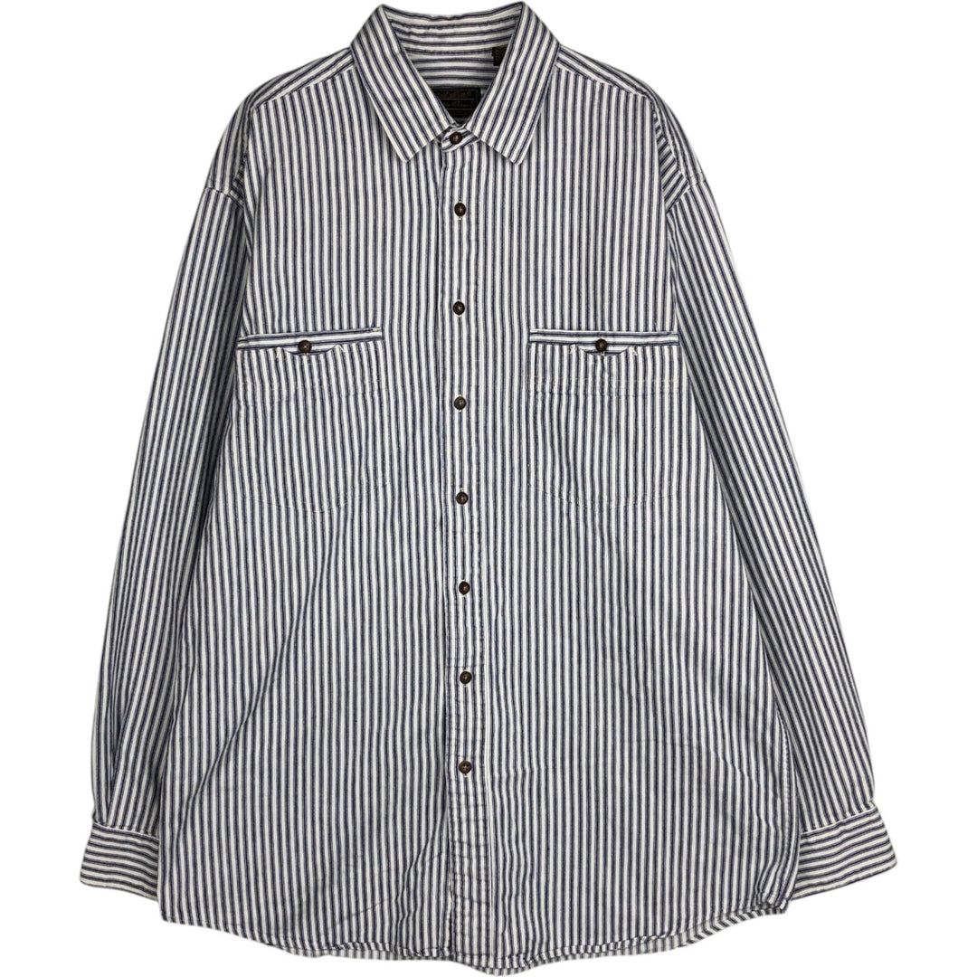 Eddie Bauer Long-Sleeve Cotton Stripe Shirt, Men's Size L (approx.) cotton white type Vintage Second Hand