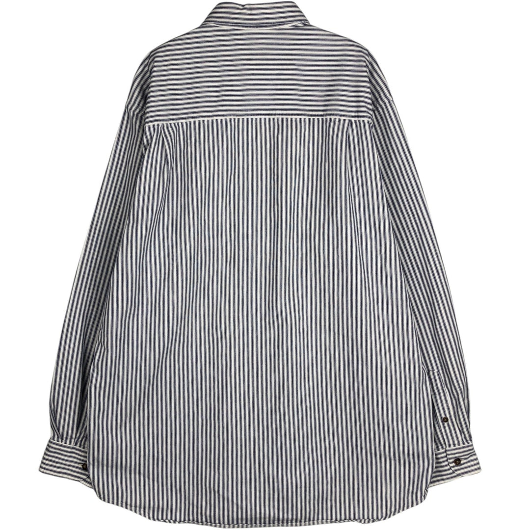 Eddie Bauer Long-Sleeve Cotton Stripe Shirt, Men's Size L (approx.) cotton white type Vintage Second Hand
