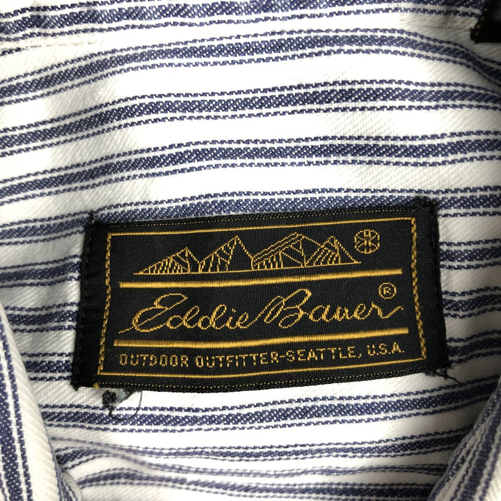 Eddie Bauer Long-Sleeve Cotton Stripe Shirt, Men's Size L (approx.) cotton white type Vintage Second Hand