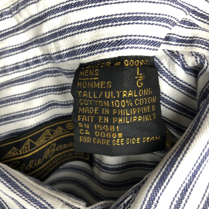 Eddie Bauer Long-Sleeve Cotton Stripe Shirt, Men's Size L (approx.) cotton white type Vintage Second Hand