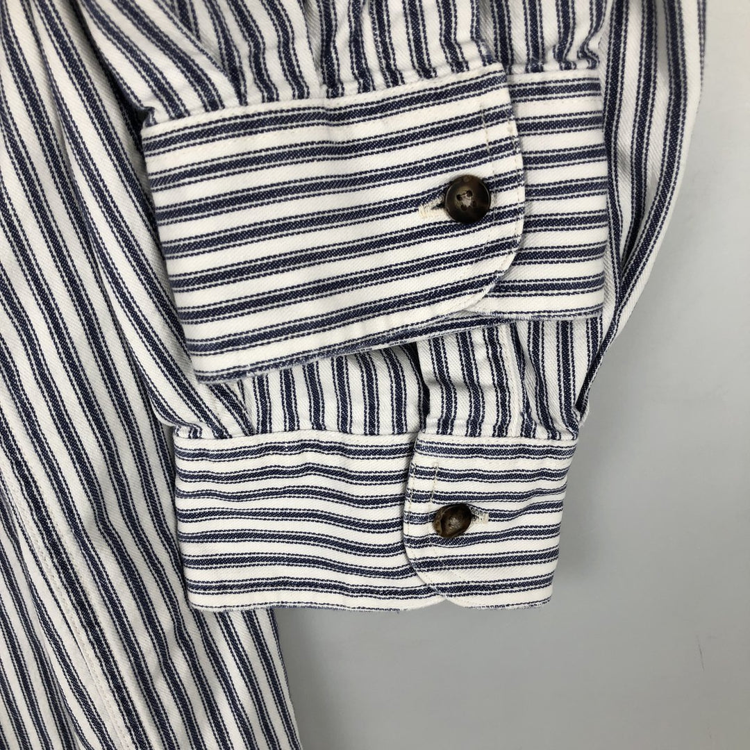 Eddie Bauer Long-Sleeve Cotton Stripe Shirt, Men's Size L (approx.) cotton white type Vintage Second Hand