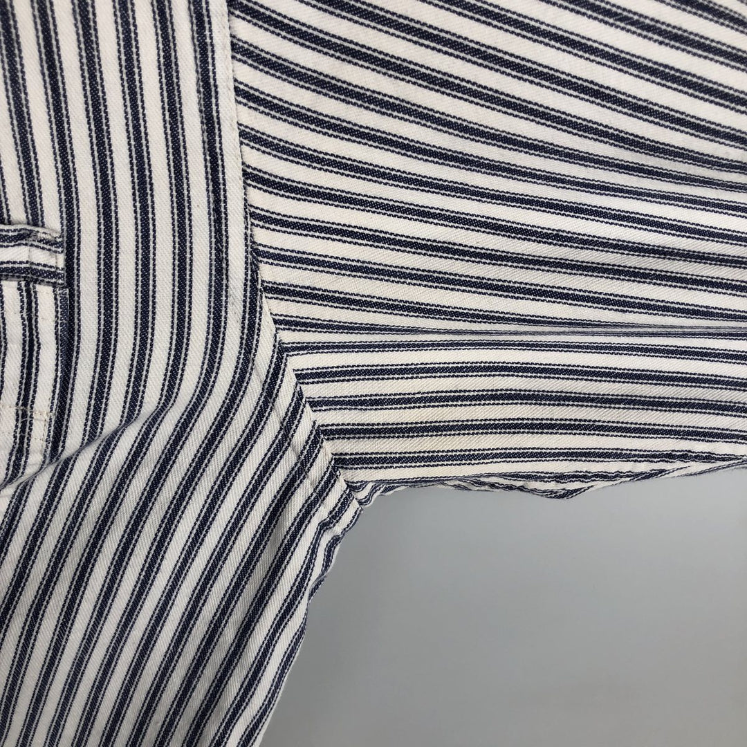 Eddie Bauer Long-Sleeve Cotton Stripe Shirt, Men's Size L (approx.) cotton white type Vintage Second Hand