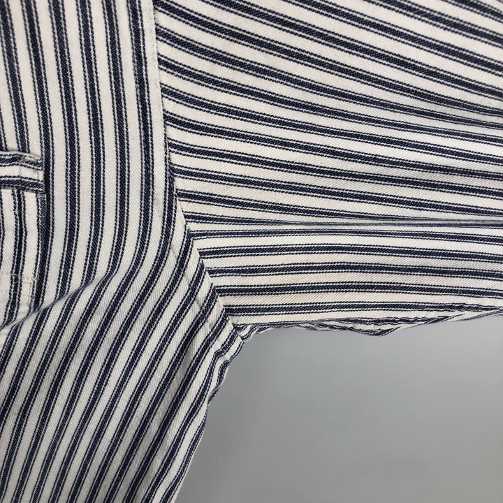 Eddie Bauer Long-Sleeve Cotton Stripe Shirt, Men's Size L (approx.) cotton white type Vintage Second Hand