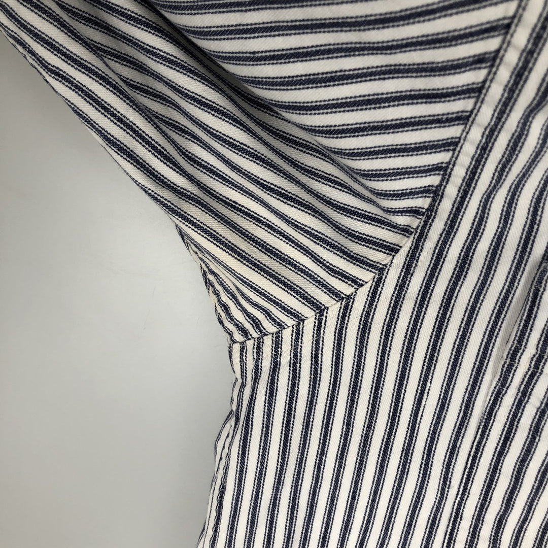 Eddie Bauer Long-Sleeve Cotton Stripe Shirt, Men's Size L (approx.) cotton white type Vintage Second Hand