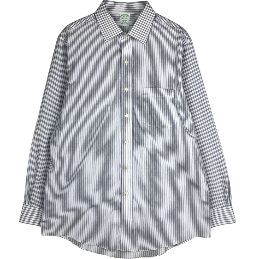 Brooks Brothers Est. 1818 Men's Long Sleeve Striped Shirt, Size L Supima Cotton white type Vintage Second Hand