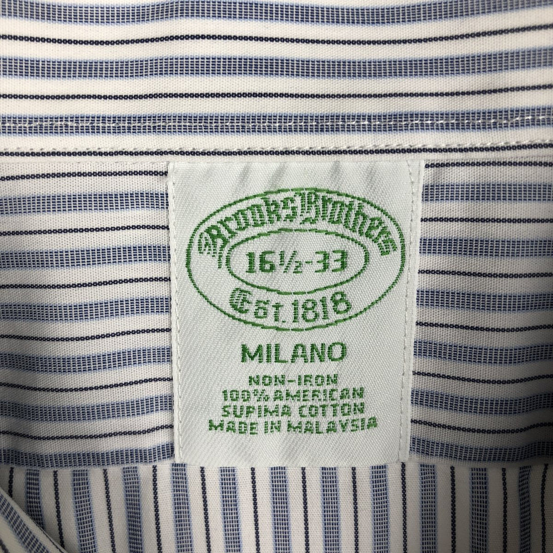 Brooks Brothers Est. 1818 Men's Long Sleeve Striped Shirt, Size L Supima Cotton white type Vintage Second Hand