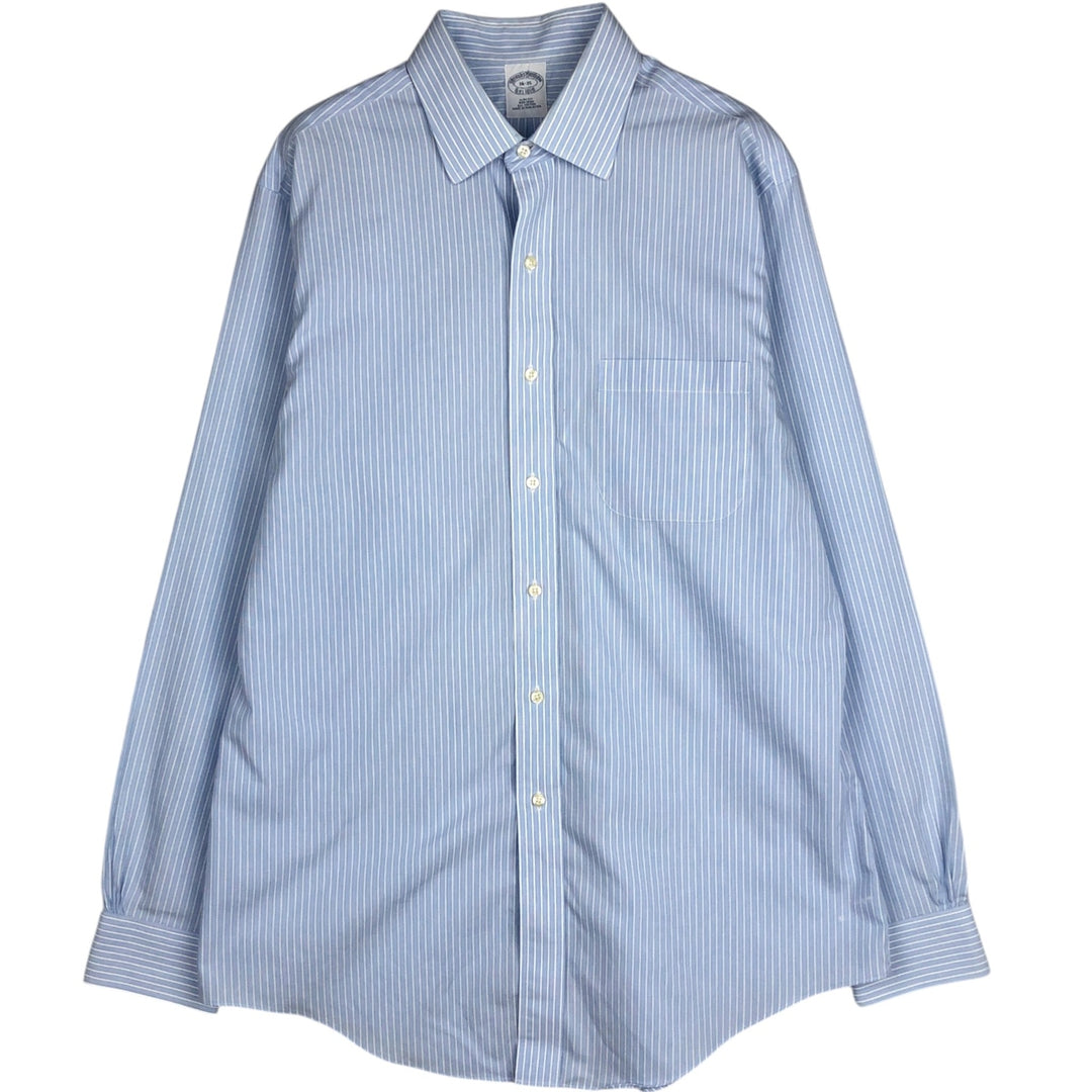 Brooks Brothers Est.1818 Regular Collar Long Sleeve Cotton Stripe Shirt, Men's Size L (approx.) cotton Blue type light blue Vintage Second Hand