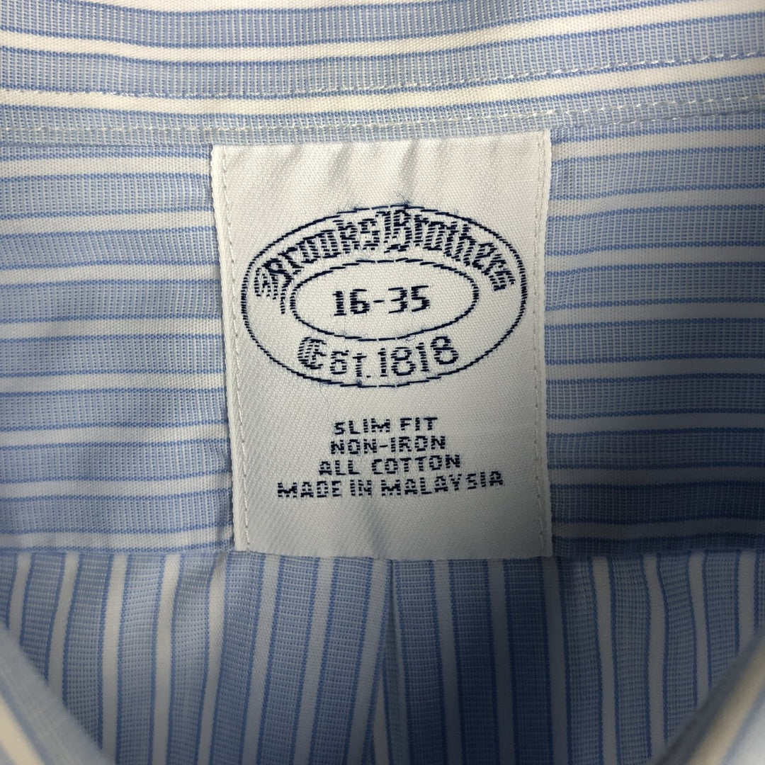 Brooks Brothers Est.1818 Regular Collar Long Sleeve Cotton Stripe Shirt, Men's Size L (approx.) cotton Blue type light blue Vintage Second Hand