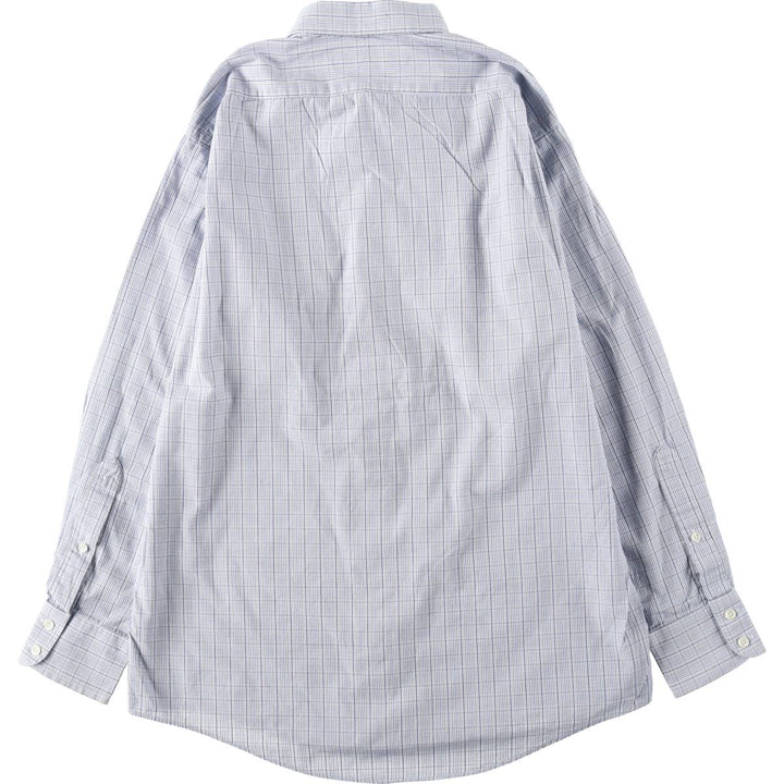 Burberry's hidden button-down long-sleeve button-down check shirt, made in the USA, men's size M. cotton blue type Vintage Second Hand