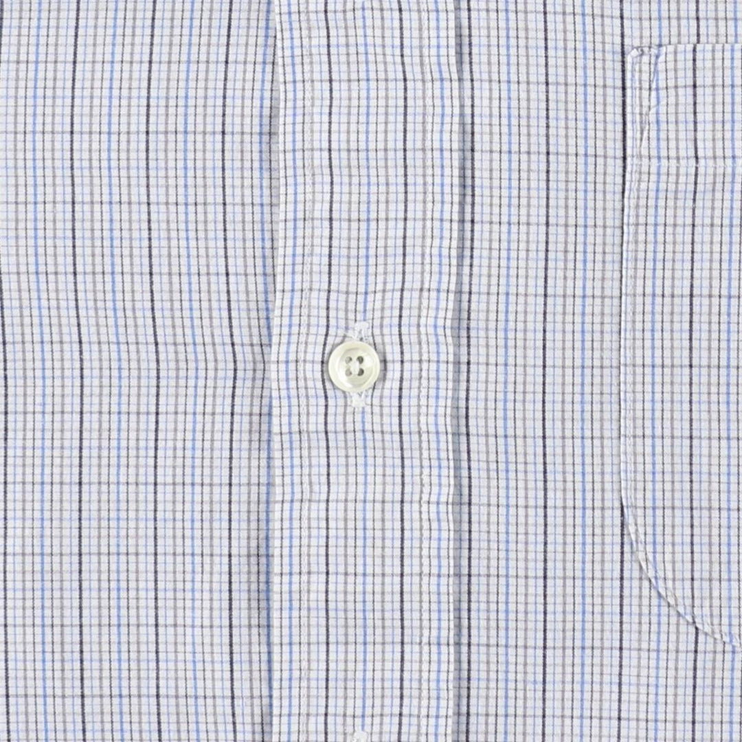 Burberry's hidden button-down long-sleeve button-down check shirt, made in the USA, men's size M. cotton blue type Vintage Second Hand